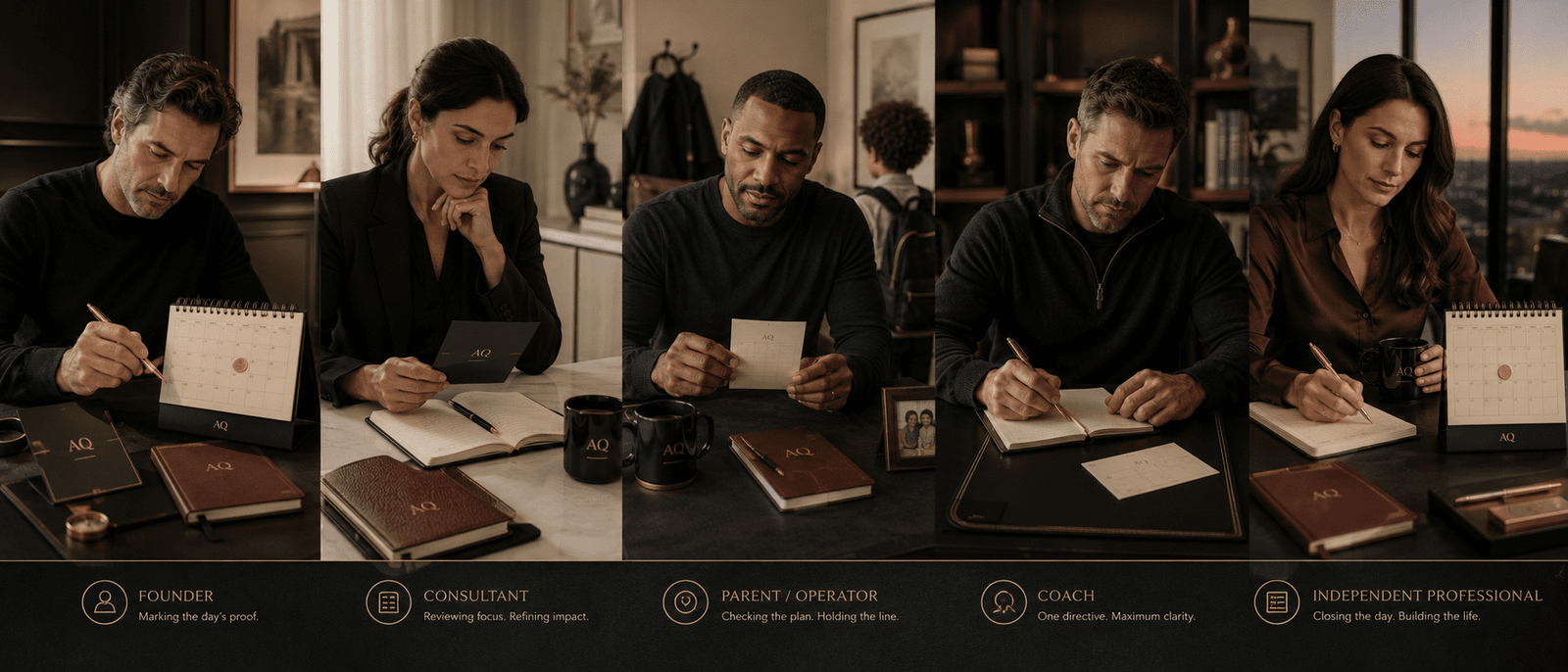 Role-based collage of builders using Daily Directives to direct and close the day with proof