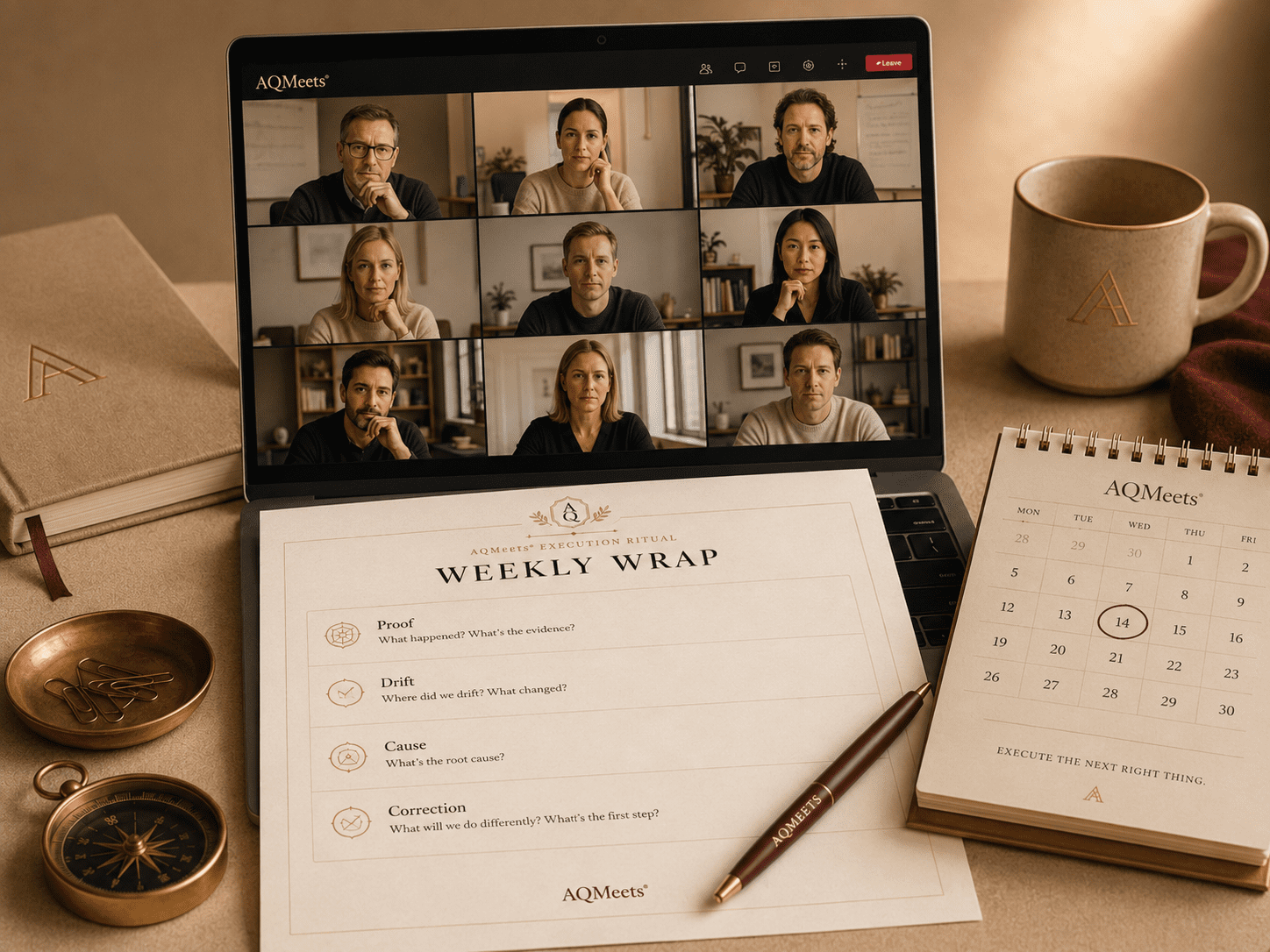 Live AQMeets Weekly Wrap session with cohort and worksheet